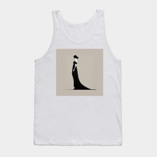 [AI Art] Lady in black, Minimal Art Style Tank Top